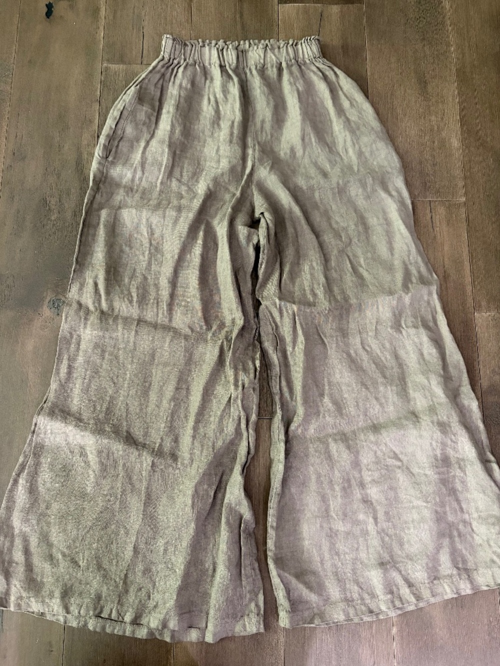 Italian linen Wide Leg Brown Pant